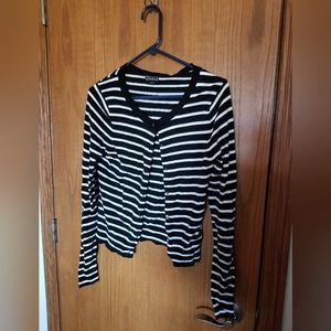 Black and white striped cardigan